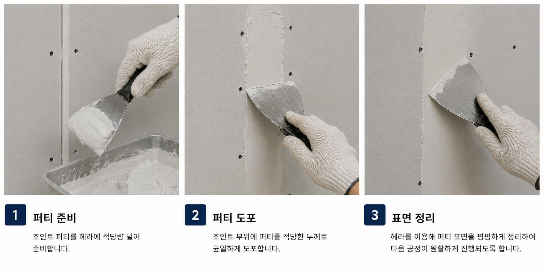 퍼티 도포 과정